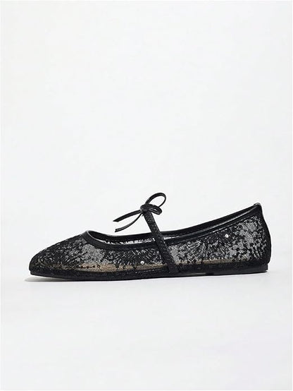 Lushbleu™ Polka Mesh Bow Flats