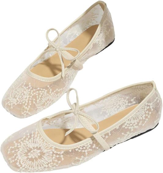 Lushbleu™ Polka Mesh Bow Flats