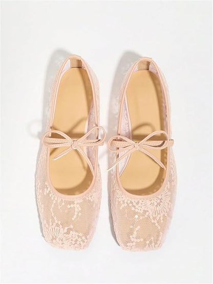 Lushbleu™ Polka Mesh Bow Flats