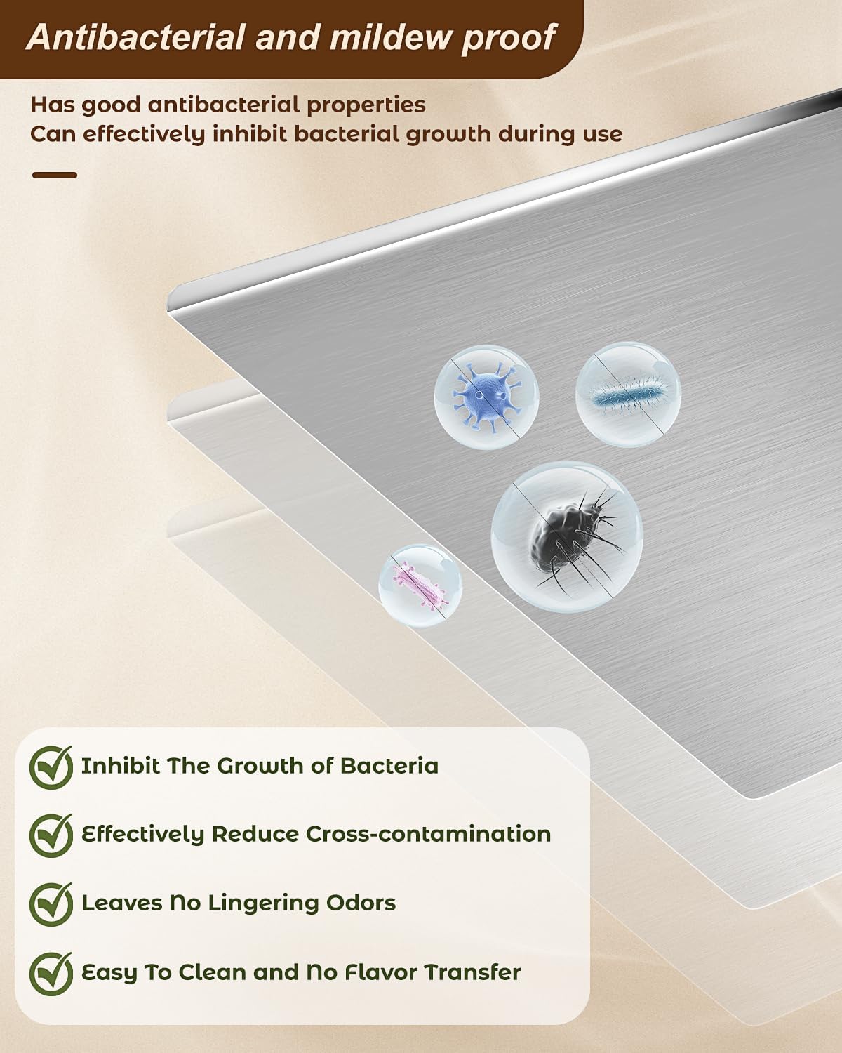 Lushbleu™ Stainless Steel Cutting Boards for Kitchen, (40 x 30cm/15.7 x 11.8 in)