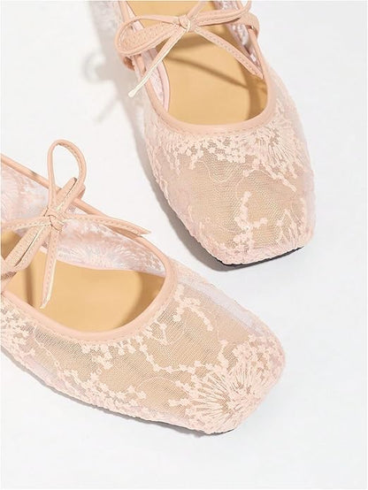Lushbleu™ Polka Mesh Bow Flats