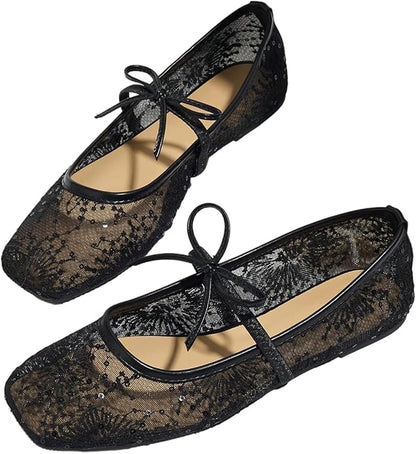Lushbleu™ Polka Mesh Bow Flats