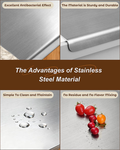 Lushbleu™ Stainless Steel Cutting Boards for Kitchen, (40 x 30cm/15.7 x 11.8 in)