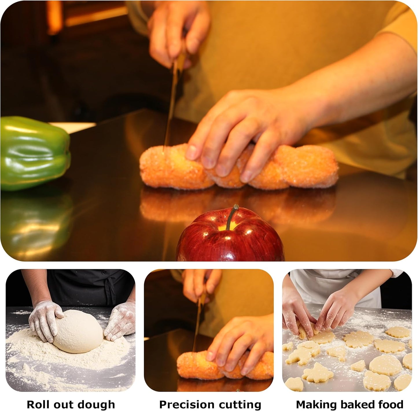 Lushbleu™ Stainless Steel Cutting Boards for Kitchen, (40 x 30cm/15.7 x 11.8 in)