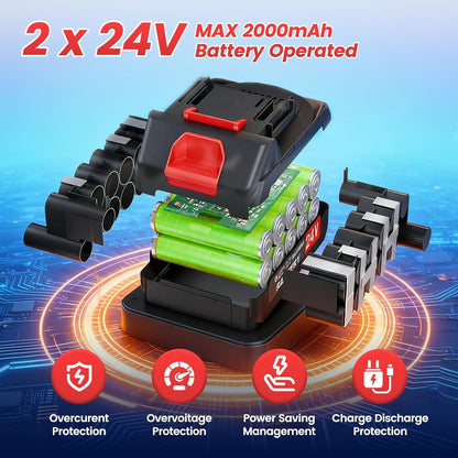 Lushbleu 24V 3-in-1 Cordless Weed Wacker with Wheels, 2 Batteries & Charger